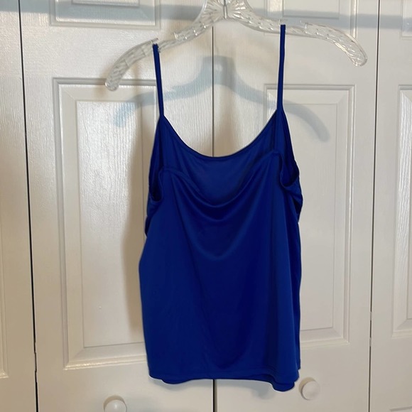 Pleione 2 piece Blue Tank Under Sheer Floral Cap Sleeve Top with Tie Small NWT - Picture 4 of 11